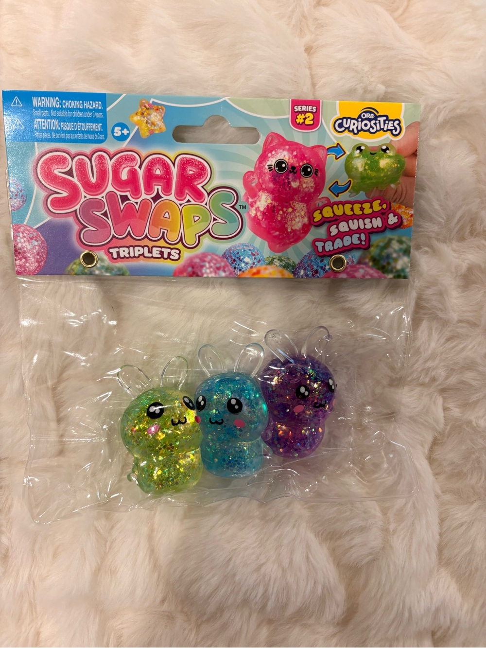 Sugar Swaps Triplets Squeeze Toy Trio - Glitter Yellow, Blue, Purple